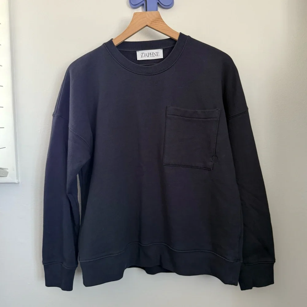 Daphne Small Golden Night Baggy Sweatshirt Navy Cotton Jersey Comfy Lounge - Picture 2 of 9